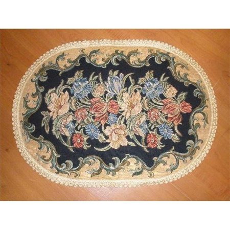 TAPESTRY TRADING Tapestry Trading DH1014 10 x 14 in. Begium Doily Dhalia; Navy Blue DH1014